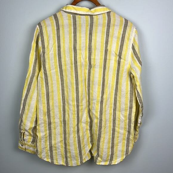 Andrew Marc / Marc New York 100% linen striped summer top size large - Picture 6 of 8